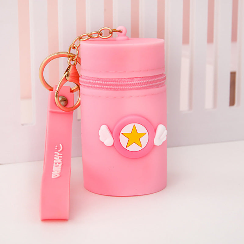 Wholesale Mini Portable Silicone Bucket Storage Bag Coin Purse Keychain